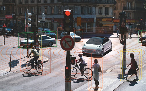 A crosswalk in Paris.