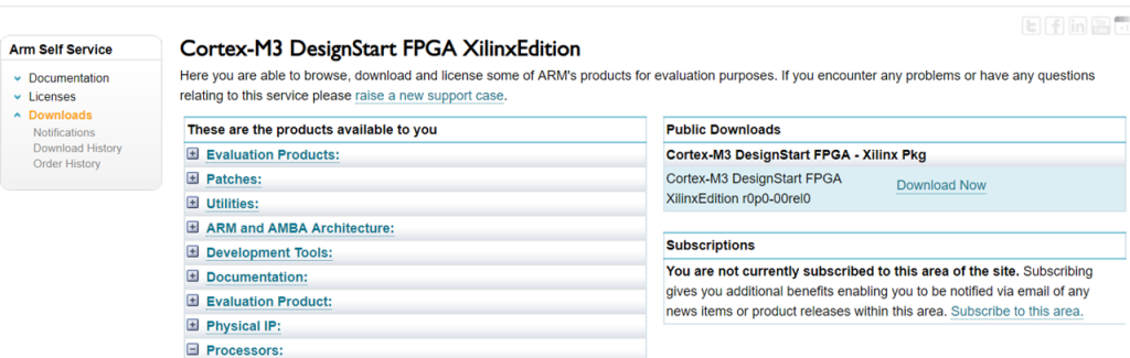 ARM DesignStart FPGA Cortex M-3 Downloads