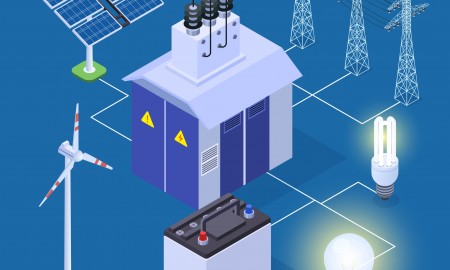 Electric power isometric vector concept with energy generator and solar panels. Illustration of generator power, energy solar